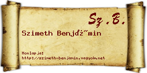 Szimeth Benjámin névjegykártya